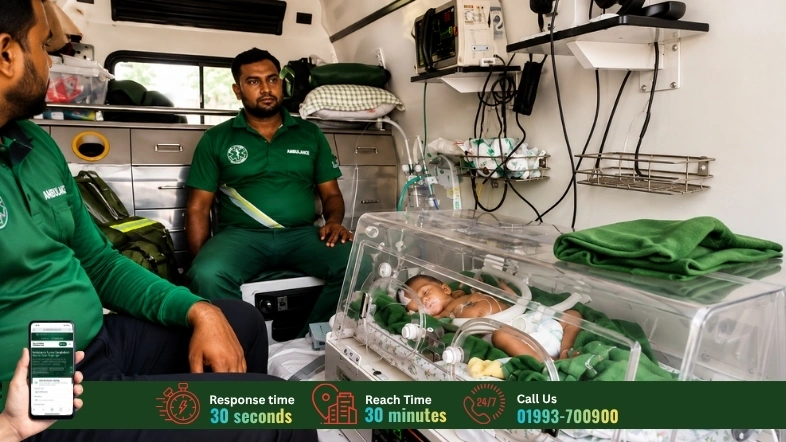 Surokkha NICU ambulance newborn critical transfer Bangladesh 24/7