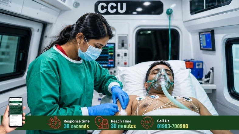 Surokkha CCU ambulance cardiac patient transfer Bangladesh 24/7
